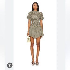 Checked Short Sleeve Mini Dress in Black and White